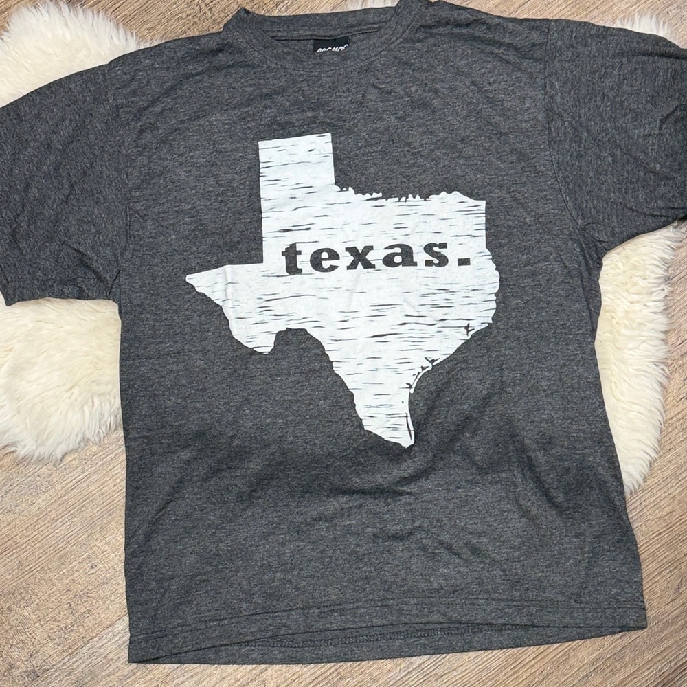 Charcoal Gray 'Texas' Graphic Tee - White Print size small